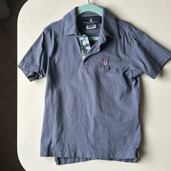 Psycho bunny polo VGUC size XS 5/6 blue short sleeve spring summer clothes kids - Picture 1 of 7